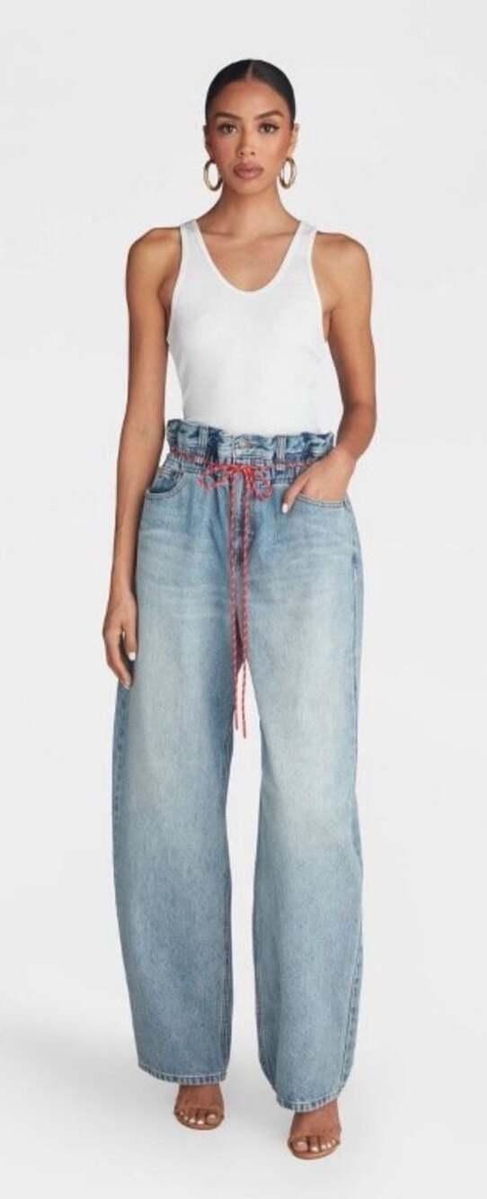 KBB by Kahlana Target Highest Rise Barrel Leg Jeans Light Wash Size 14